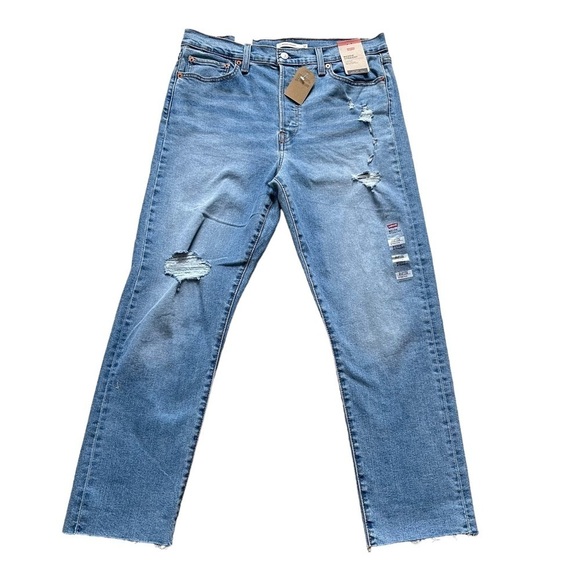 Levi’s Women’s Wedgie High Waist Straight Leg Jeans Size 32 Button Fly Raw Hem - Picture 4 of 12